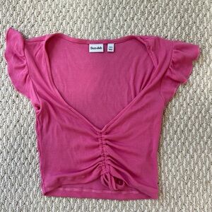 Aritzia Pink Ruched Blouse